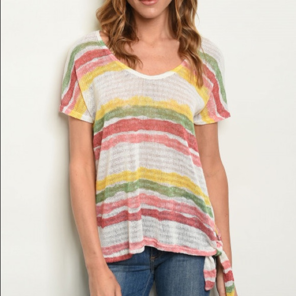 💕 Multi-color Stripes Knitted Top - Picture 2 of 6